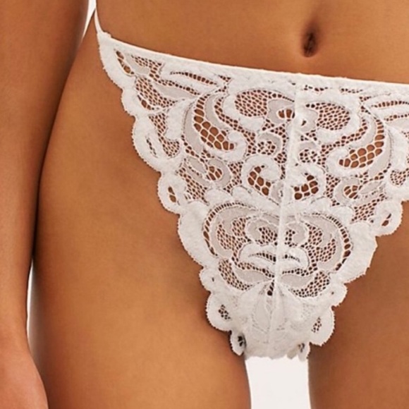 Free People Reese High Waisted Lace Tanga Ivory - Picture 2 of 5